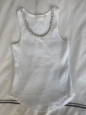 Zimmermann White Tank Top with Shell Detail